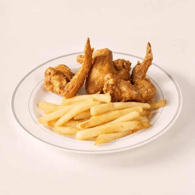 3 Whole Wings & Fries.